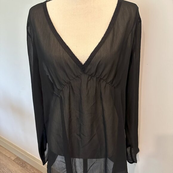Old Navy Black Maternity Tunic Lace Trim Sheer Beach Coverup XL EUC - Picture 6 of 6